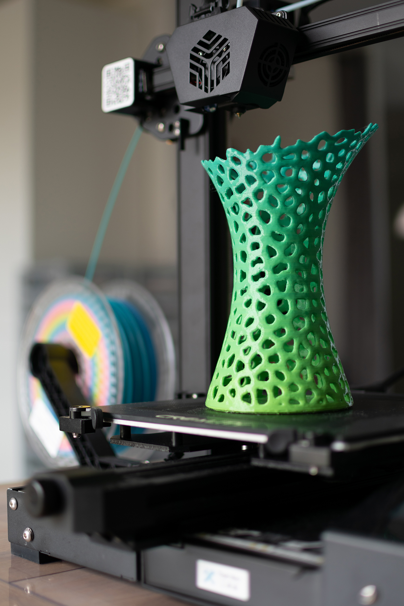 Multicolor PLA filament vase created with professional 3D printing